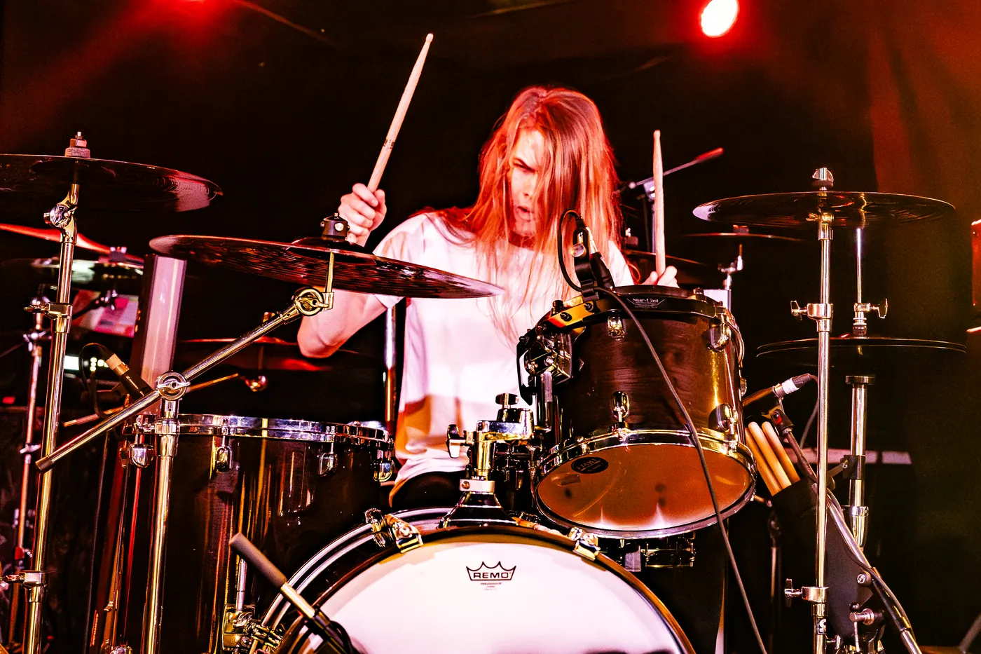 Slackrr drummer Louis performing